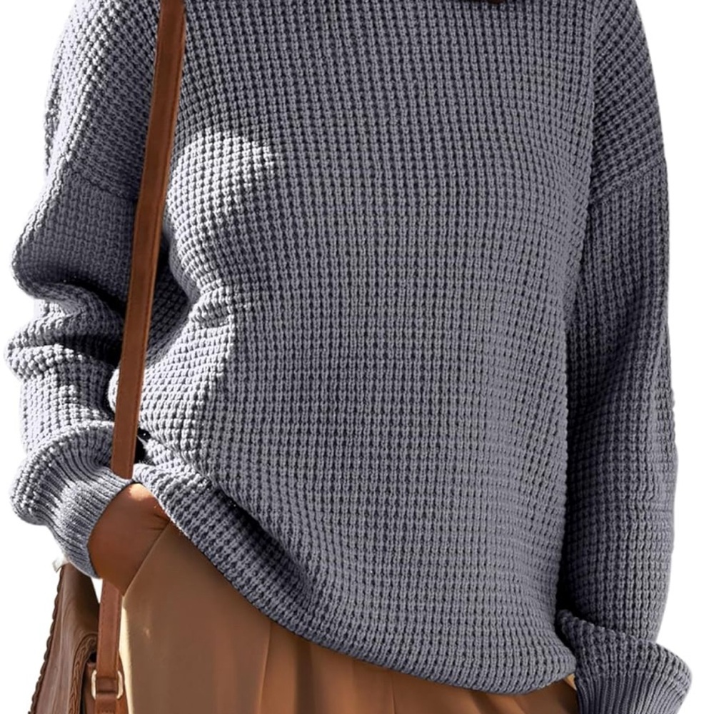 MEROKEETY Women's Long Sleeve Waffle Knit Pullover Sweater Crew Nec